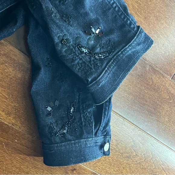 Elie Tahari Esperanza Embroidered Lace-Back Denim Jacket, Blue size M - Picture 7 of 11